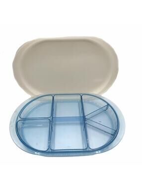 Tupperware Preludio Blue Oval Divided Serving Tray Removable Inserts #2015
